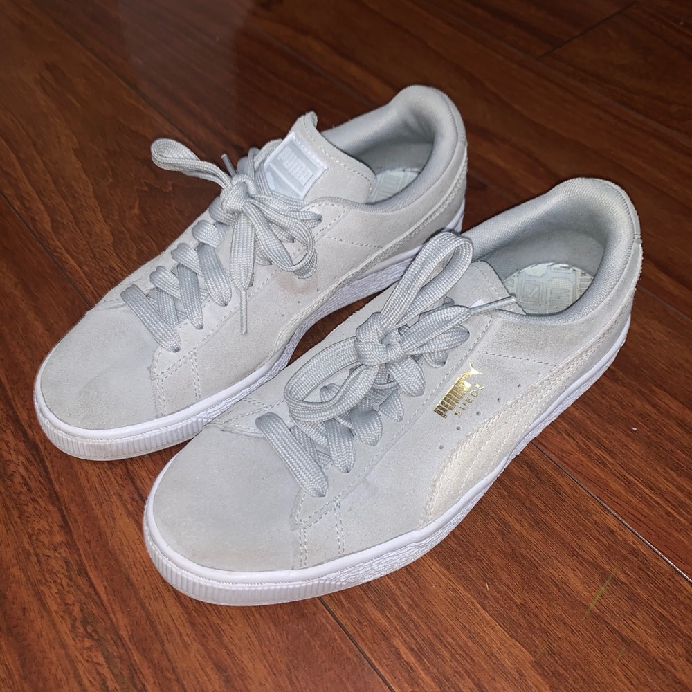 Gray suede puma sneakers